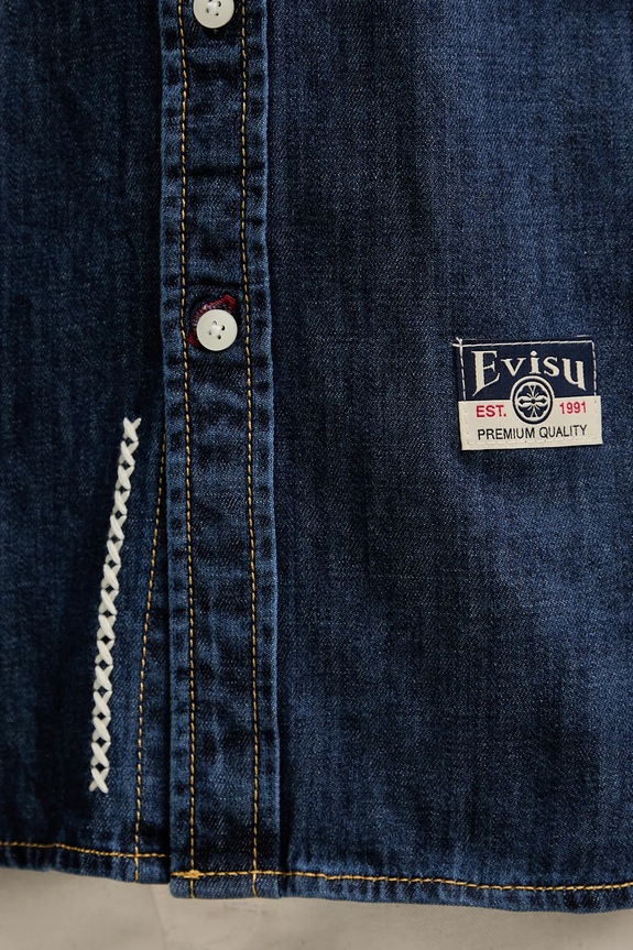 Rifľová košeľa Evisu Daicock Printed 2EAHTM4DL1031 tmavomodrá