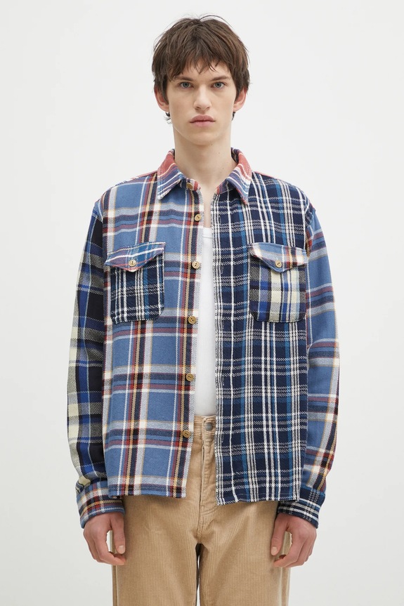 Human Made camasa Crazy Check Longsleeve Shirt altele albastru HM28SH014