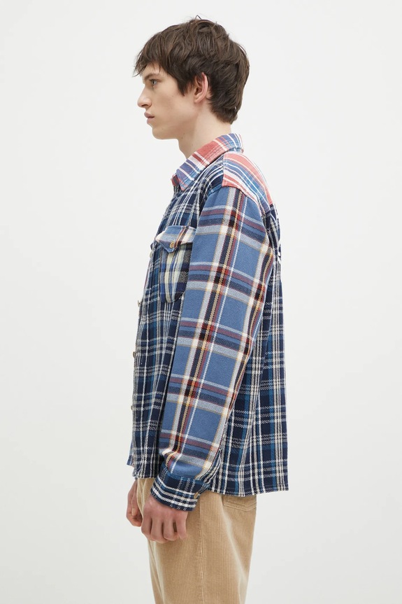 Human Made camasa Crazy Check Longsleeve Shirt HM28SH014 albastru AW24