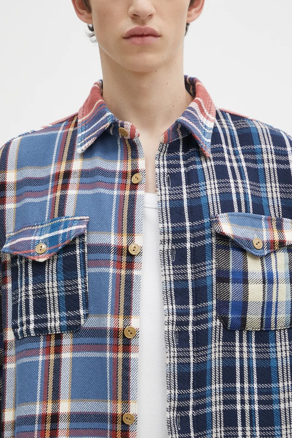 Human Made camasa Crazy Check Longsleeve Shirt albastru HM28SH014
