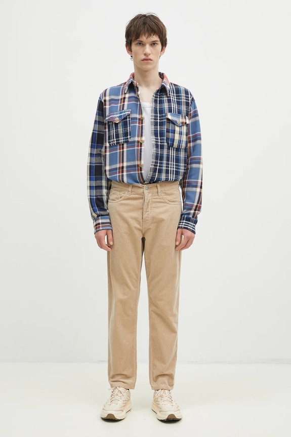 Human Made camasa Crazy Check Longsleeve Shirt HM28SH014 albastru