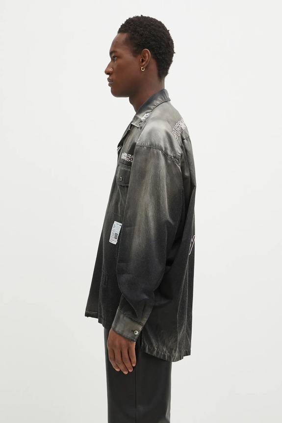 Рубашка Maison MIHARA YASUHIRO Bleached Longsleeve Satin Shirts J13SH183 чёрный AW24