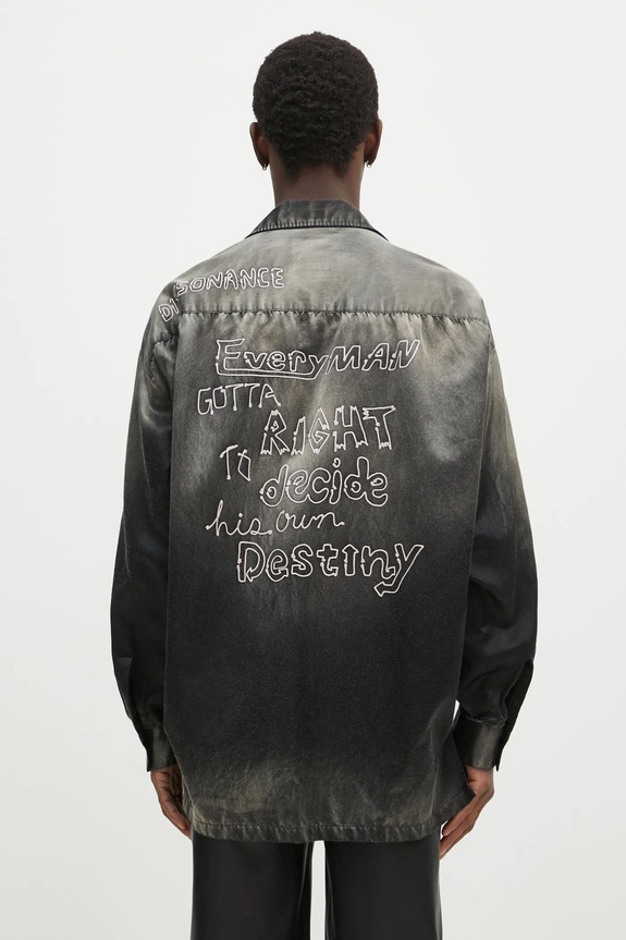 Одежда Рубашка Maison MIHARA YASUHIRO Bleached Longsleeve Satin Shirts J13SH183 чёрный