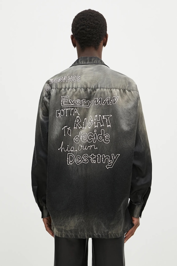 Одежда Рубашка Maison MIHARA YASUHIRO Bleached Longsleeve Satin Shirts J13SH183 чёрный