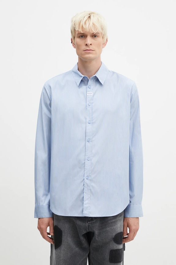 Хлопковая рубашка Martine Rose Classic Shirt casual голубой 401WS02509
