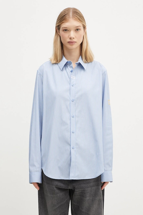 Хлопковая рубашка Martine Rose Classic Shirt 401WS02509 голубой AW24