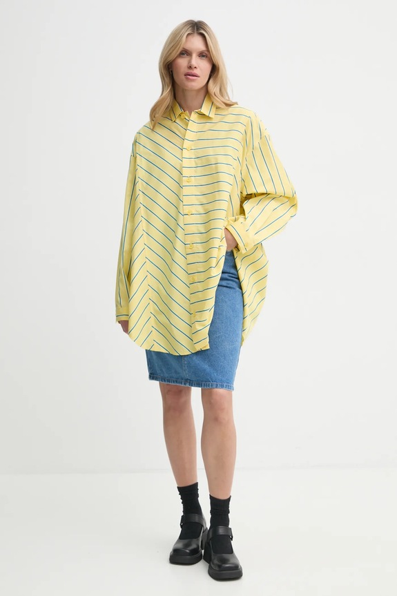 Ρούχα Βαμβακερό πουκάμισο Sunnei RTWXSHR012 κίτρινο