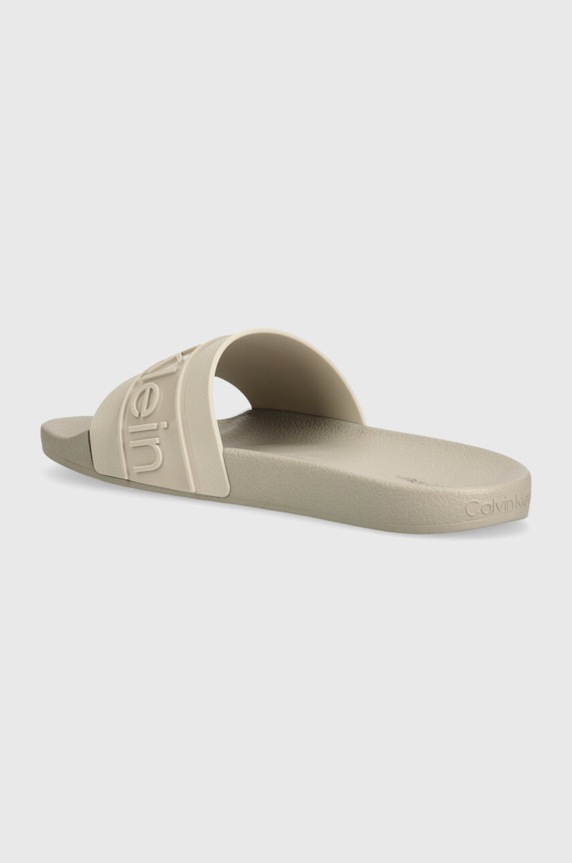 Obuwie Calvin Klein klapki SLIDE TPU SAFFIANO HW0HW02107 beżowy