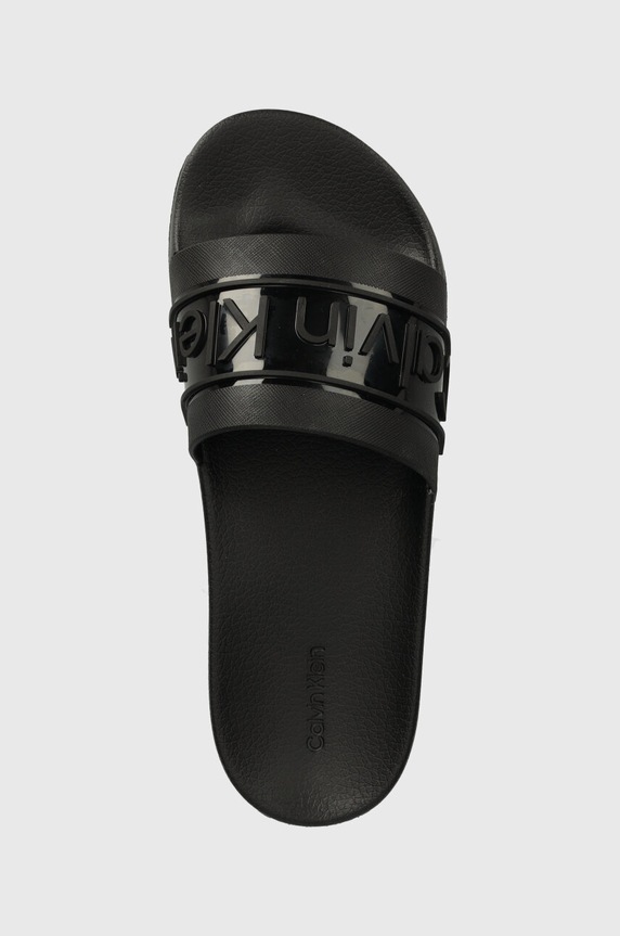 Calvin Klein klapki SLIDE TPU SAFFIANO czarny HW0HW02107