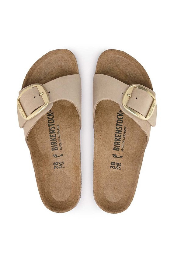 Birkenstock papuci din nubuc Madrid Big Buckle 1024009 bej