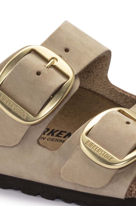 Scarpe Birkenstock ciabatte slide in camoscio Arizona Big Buckle 1024064 beige