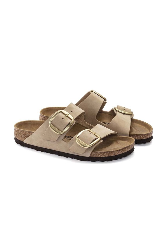 Birkenstock ciabatte slide in camoscio Arizona Big Buckle beige 1024064