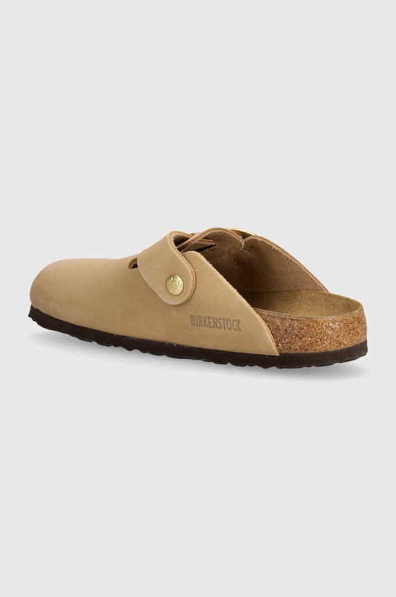 Obuwie Birkenstock klapki nubukowe Boston Big Buckle 1028052 beżowy