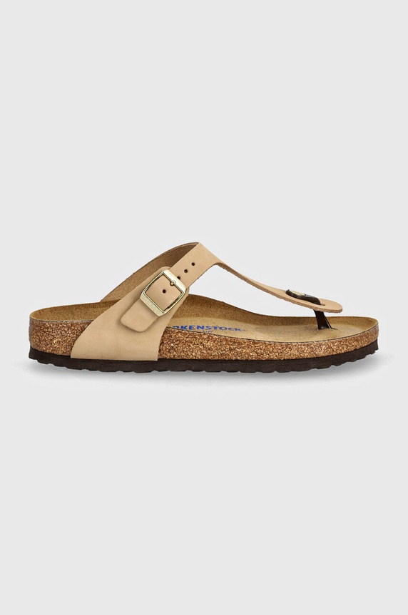 Birkenstock japonki nubukowe Gizeh SFB 1019014 beżowy AW24