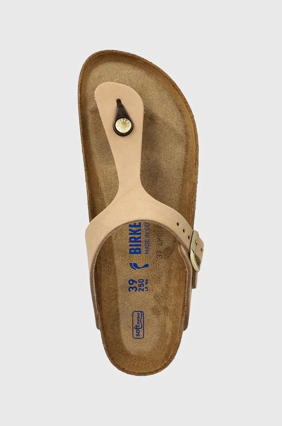 Birkenstock japonki nubukowe Gizeh SFB beżowy 1019014