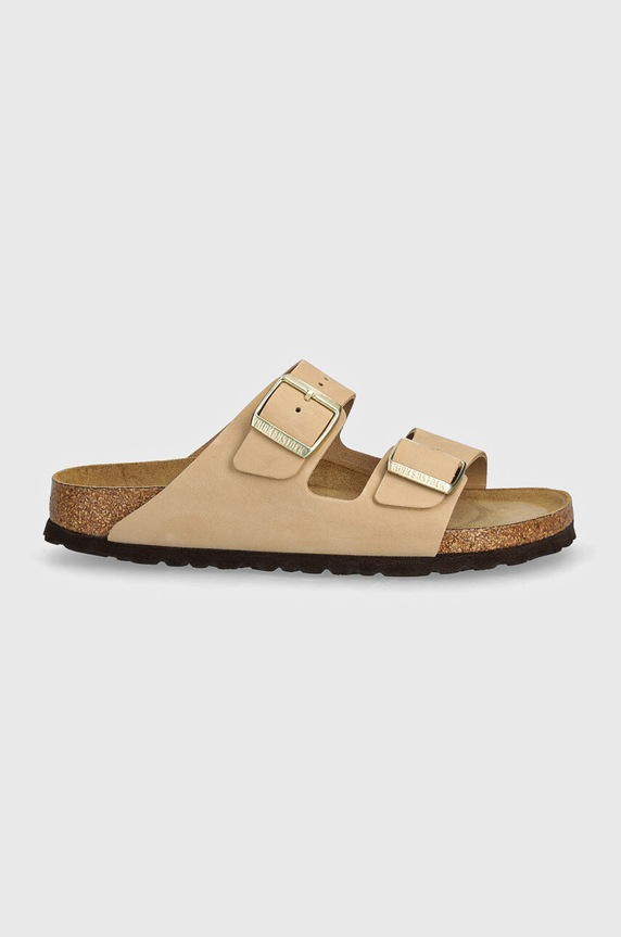 Birkenstock klapki nubukowe Arizona SFB 1019016 beżowy SS26