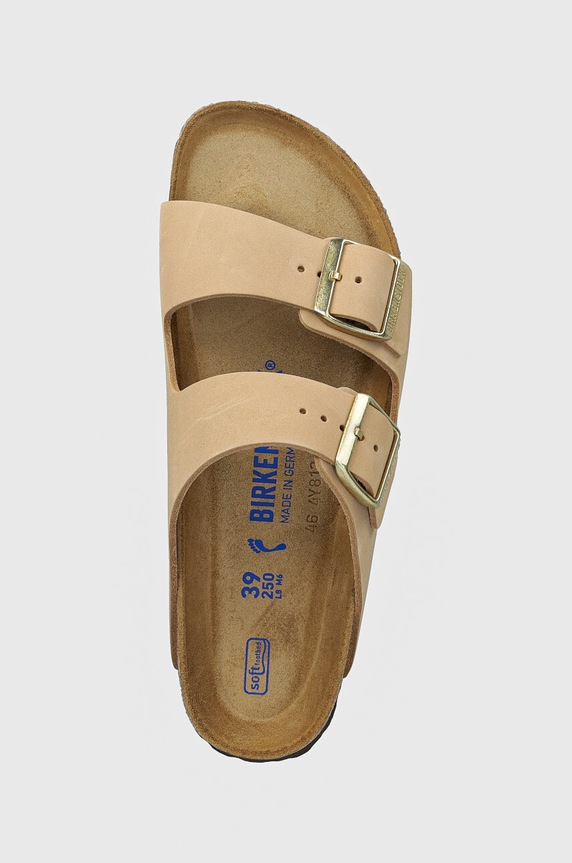 Birkenstock klapki nubukowe Arizona SFB beżowy 1019016