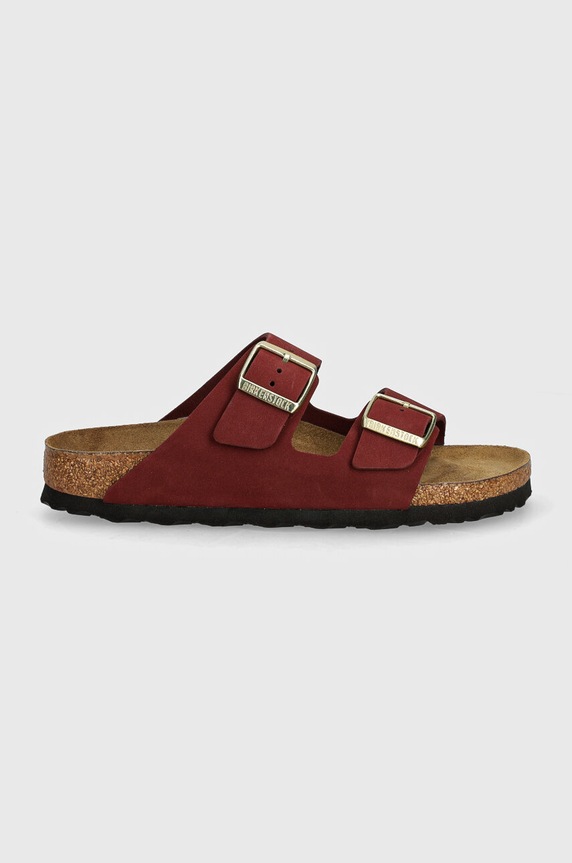 Birkenstock papuci din nubuc Arizona SFB 1028719 burgundia AW24