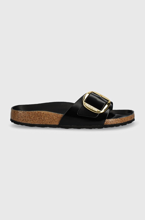 Birkenstock klapki skórzane Madrid Big Buckle 1022650 czarny SS26