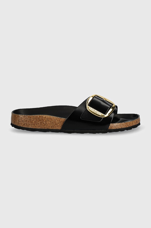 Birkenstock klapki skórzane Madrid Big Buckle 1022650 czarny SS26