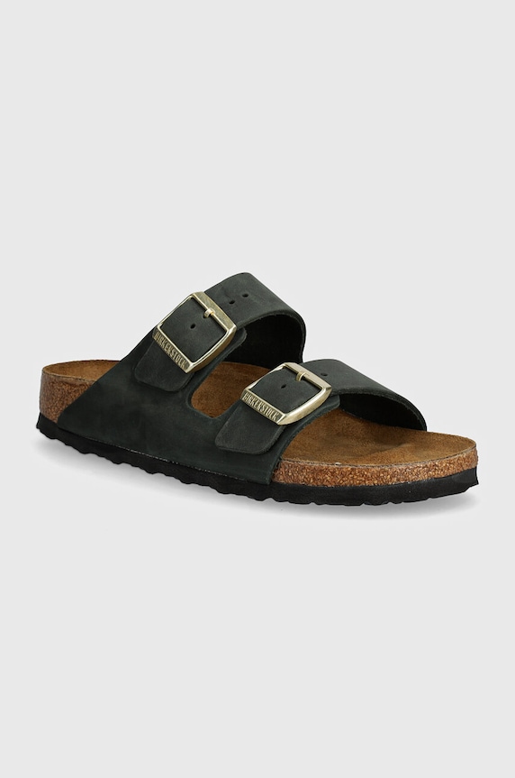 Natikače od nubuk kože Birkenstock Arizona ravna zelena 1028030