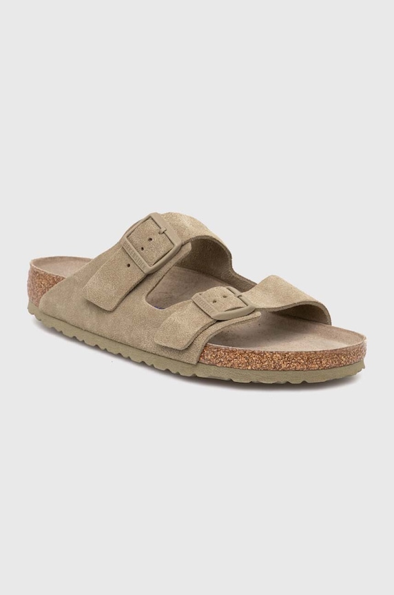 Semišové pantofle Birkenstock Arizona SFB semišová kůže zelená 1019045
