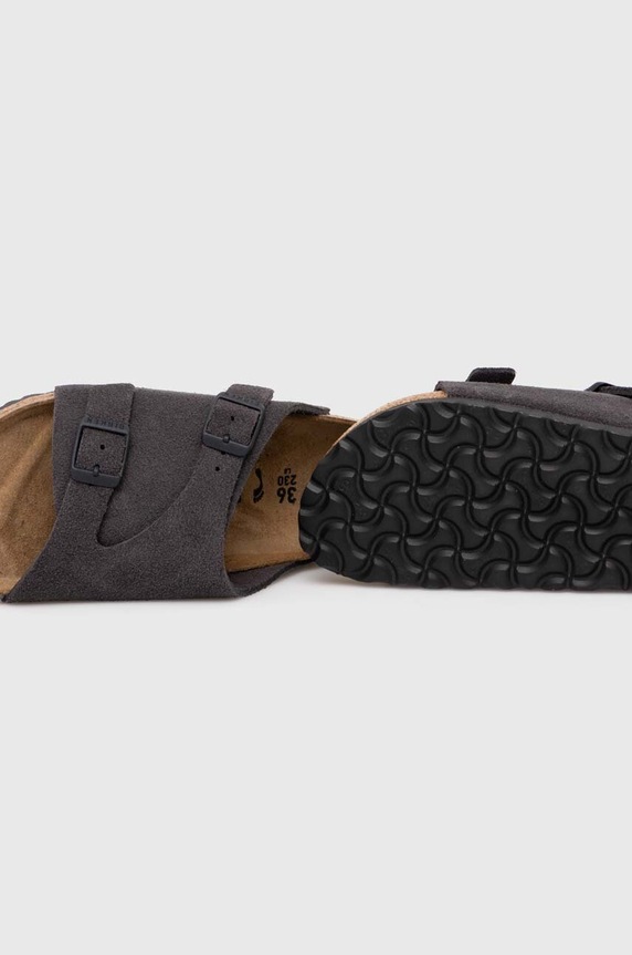 Birkenstock ciabatte slide in camoscio Zürich grigio 1028547