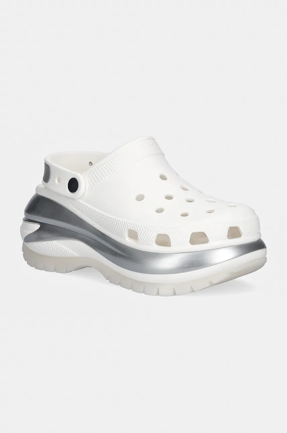 Šľapky Crocs Mega Crush Metallic Clog platforma biela 210368.138