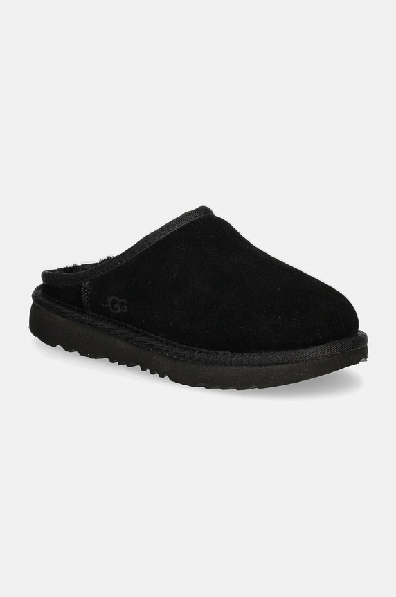 Dječje kućne papuče od brušene kože UGG KIDS' CLASSIC SLIP-ON crna 1161030K