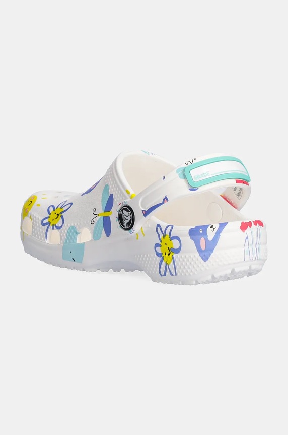 Chłopiec Crocs klapki dziecięce CLASSIC DOODLE PRINT CLOG 210356.CLASSIC.DOODLE biały
