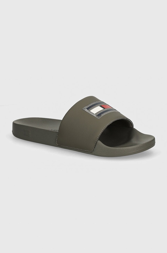 Šľapky Tommy Hilfiger FLAG HILFIGER POOL SLIDE zelená FM0FM05232