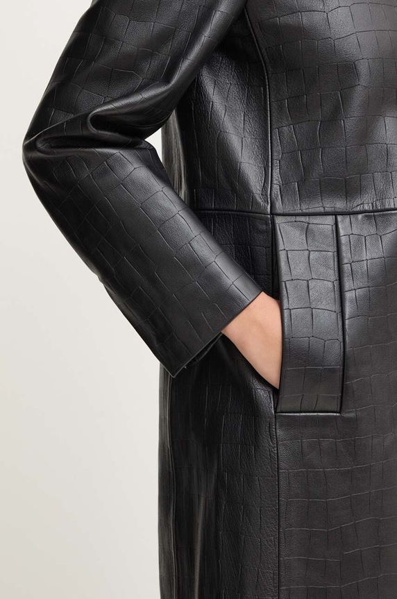 Kožený kabát Calvin Klein K20K207081 čierna