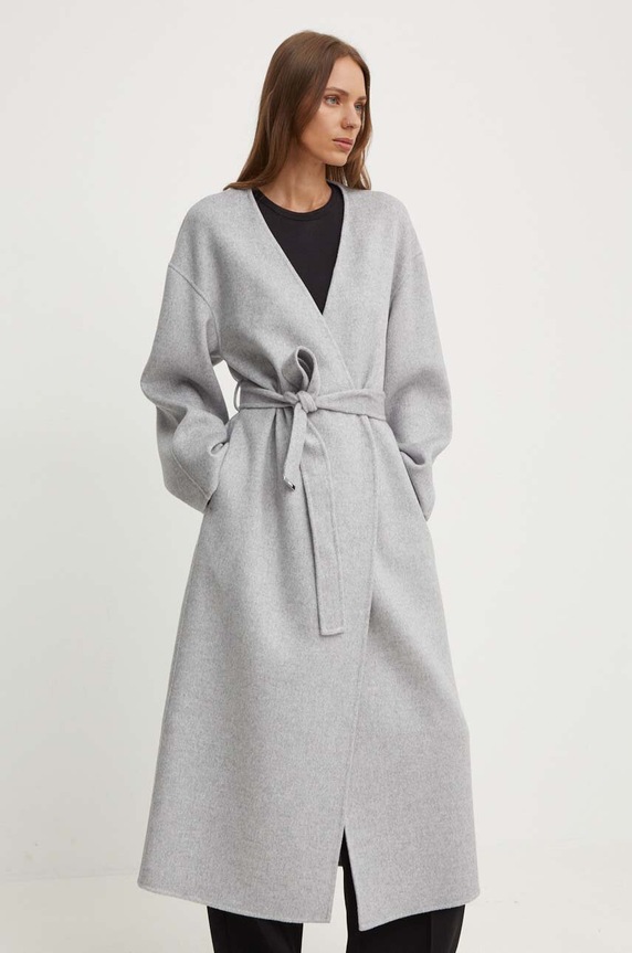 Calvin Klein płaszcz wełniany bez kaptura szary K20K207086