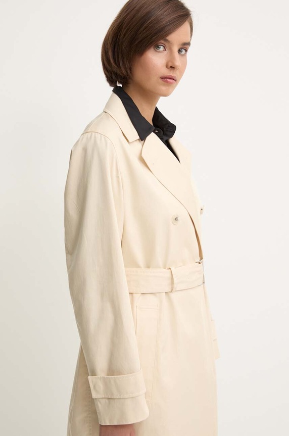 Calvin Klein płaszcz bawełniany beżowy K20K207281