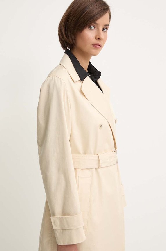 Calvin Klein płaszcz bawełniany beżowy K20K207281