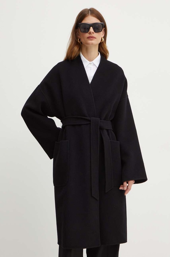 Vlnený kabát Weekend Max Mara čierna 2425016011600