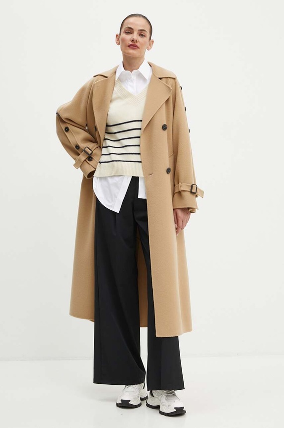 Weekend Max Mara płaszcz wełniany 2425016021600 beżowy AW24