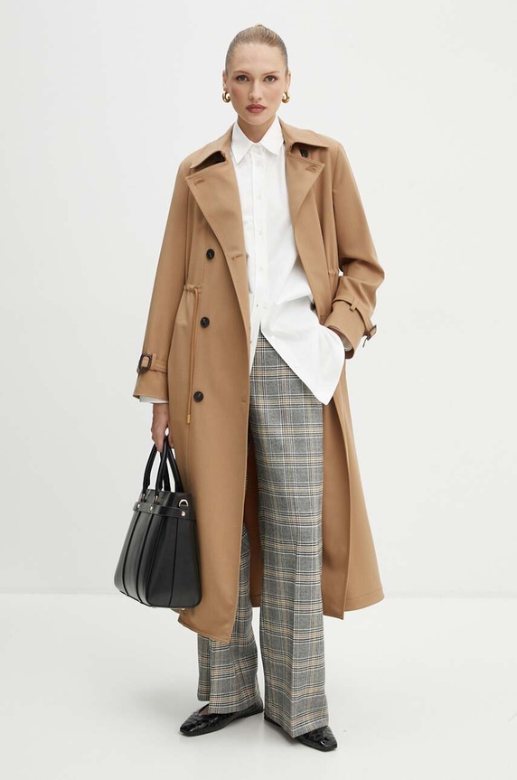 Weekend Max Mara trencz z domieszką wełny 2425026021600 brązowy AW24