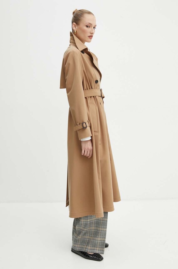 Weekend Max Mara trencz z domieszką wełny brązowy 2425026021600