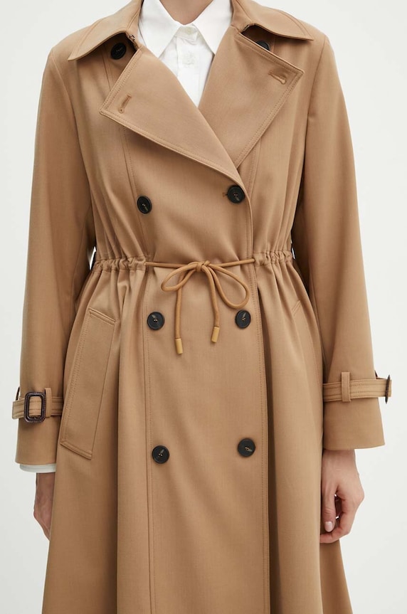 Weekend Max Mara trencz z domieszką wełny 2425026021600 brązowy