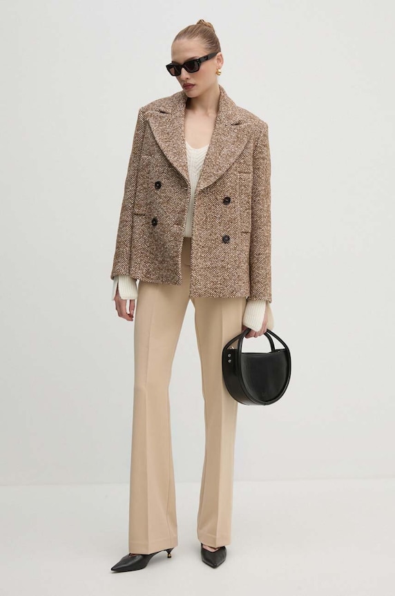 Pinko kurtka z domieszką wełny 104118.A245 brązowy AW24