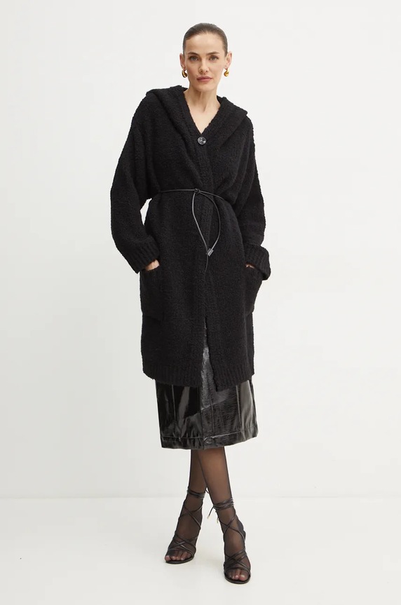 Ζακέτα από μίγμα μαλλιού Liu Jo με μείγμα μαλλιού μαύρο WF4520.MA26O