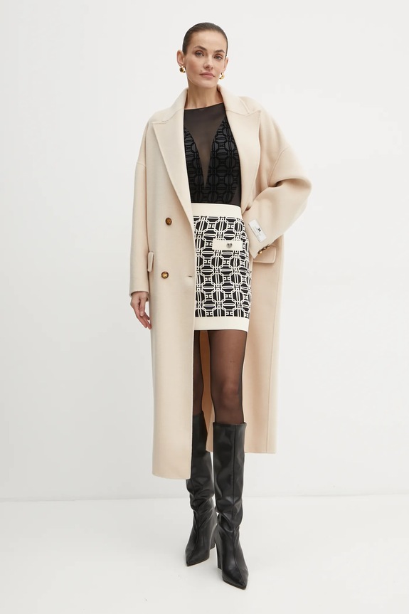 Elisabetta Franchi cappotto in lana CP55D46E2 beige AW24