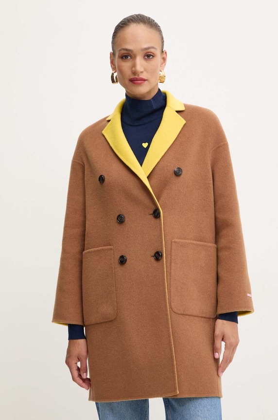 MAX&Co. palton din lână cu două fețe 2426016011200 maro AW24