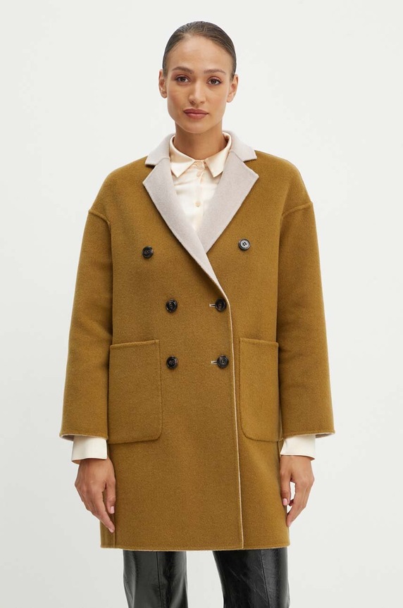 MAX&Co. palton din lână cu două fețe necaptusit verde 2426016011200