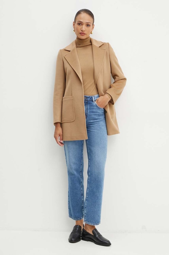 Μάλλινο παλτό MAX&Co. 2428086014200 καφέ AW25