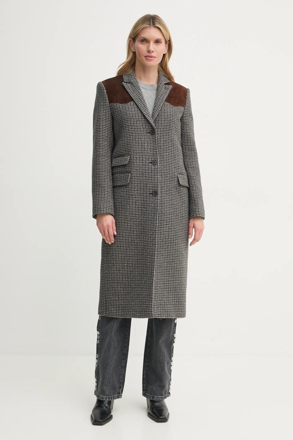 The Kooples płaszcz pozostałe szary FMAN29002K