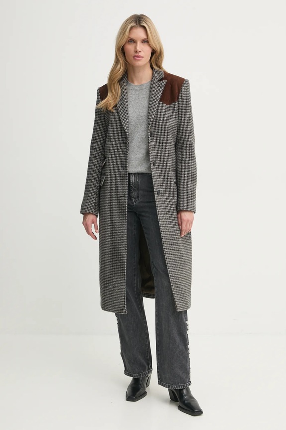The Kooples płaszcz FMAN29002K szary AW24