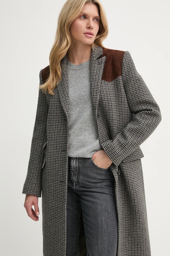 The Kooples płaszcz szary FMAN29002K