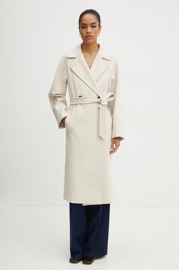 Vuneni kaput Weekend Max Mara vuna bež 2425016092600
